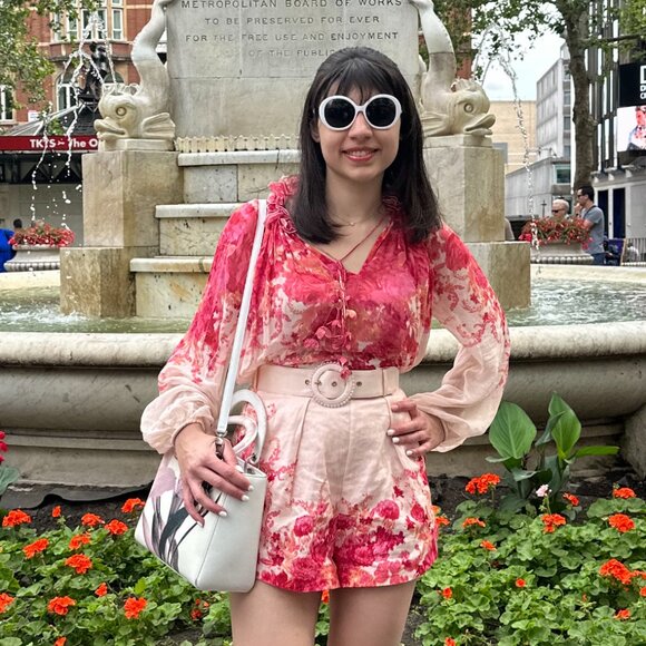 Zimmermann High Tide Belted Pleated Floral-Print Linen Shorts NWT Size 0 - Picture 2 of 5